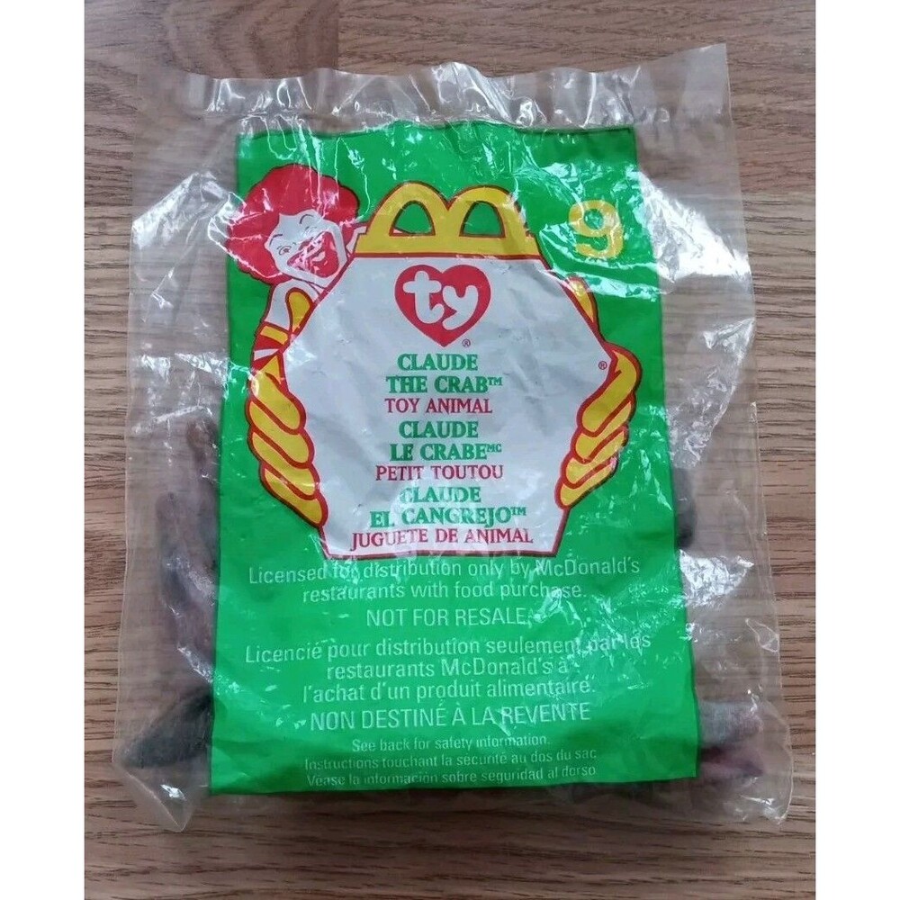 McDonald's Happy Meal Toy TY Teenie Beanie Baby Claude the Crab #9 NEW/Sealed